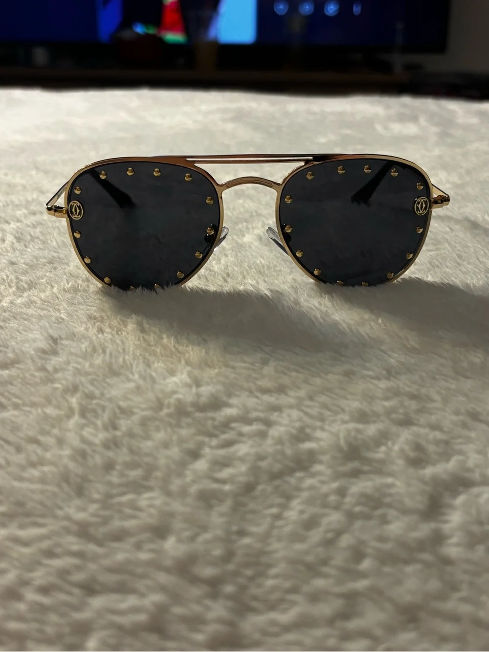 Brand New!! Gold Metal Frame Sunglasses with Black Lenses